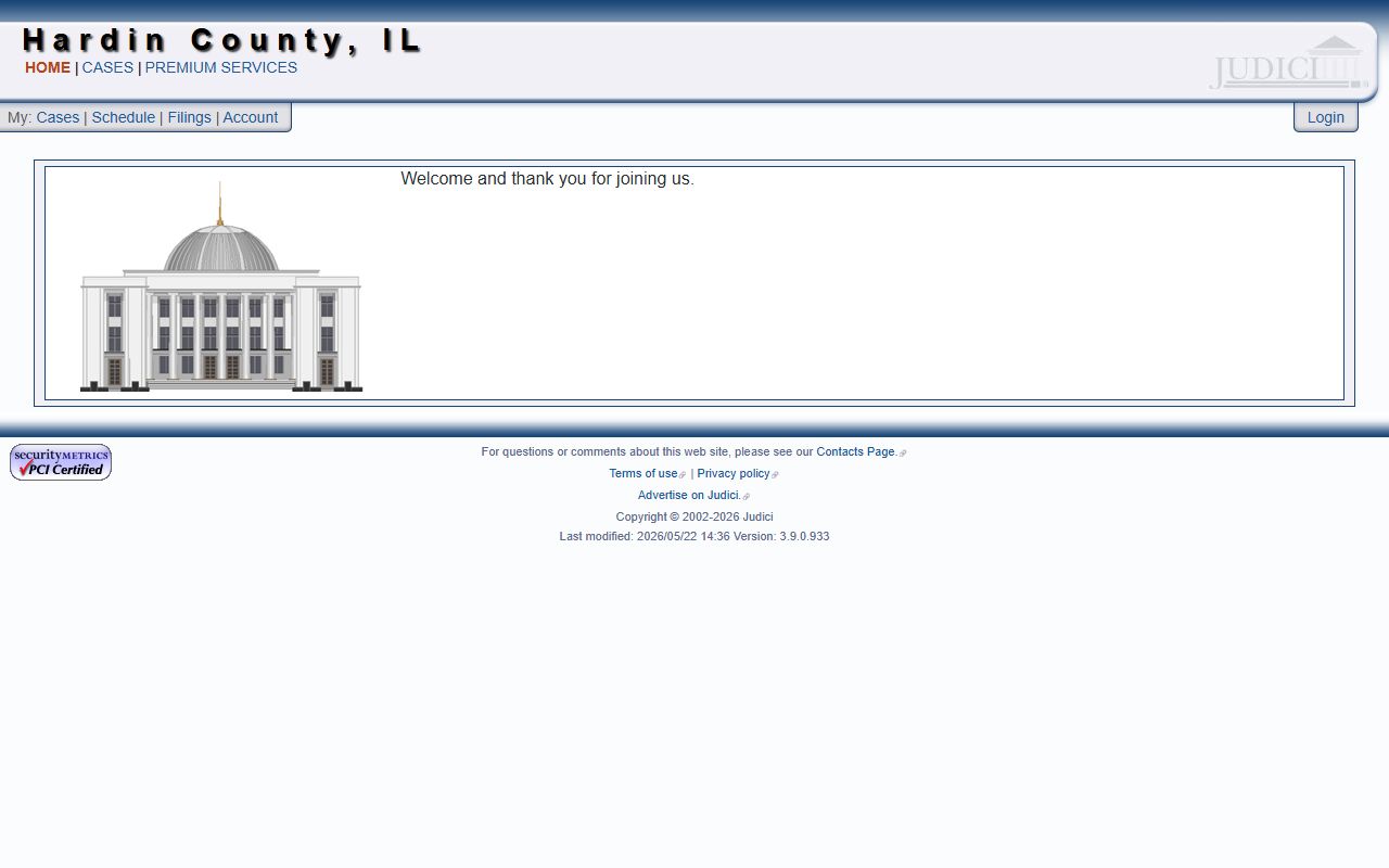 Hardin County court records Judici case lookup page