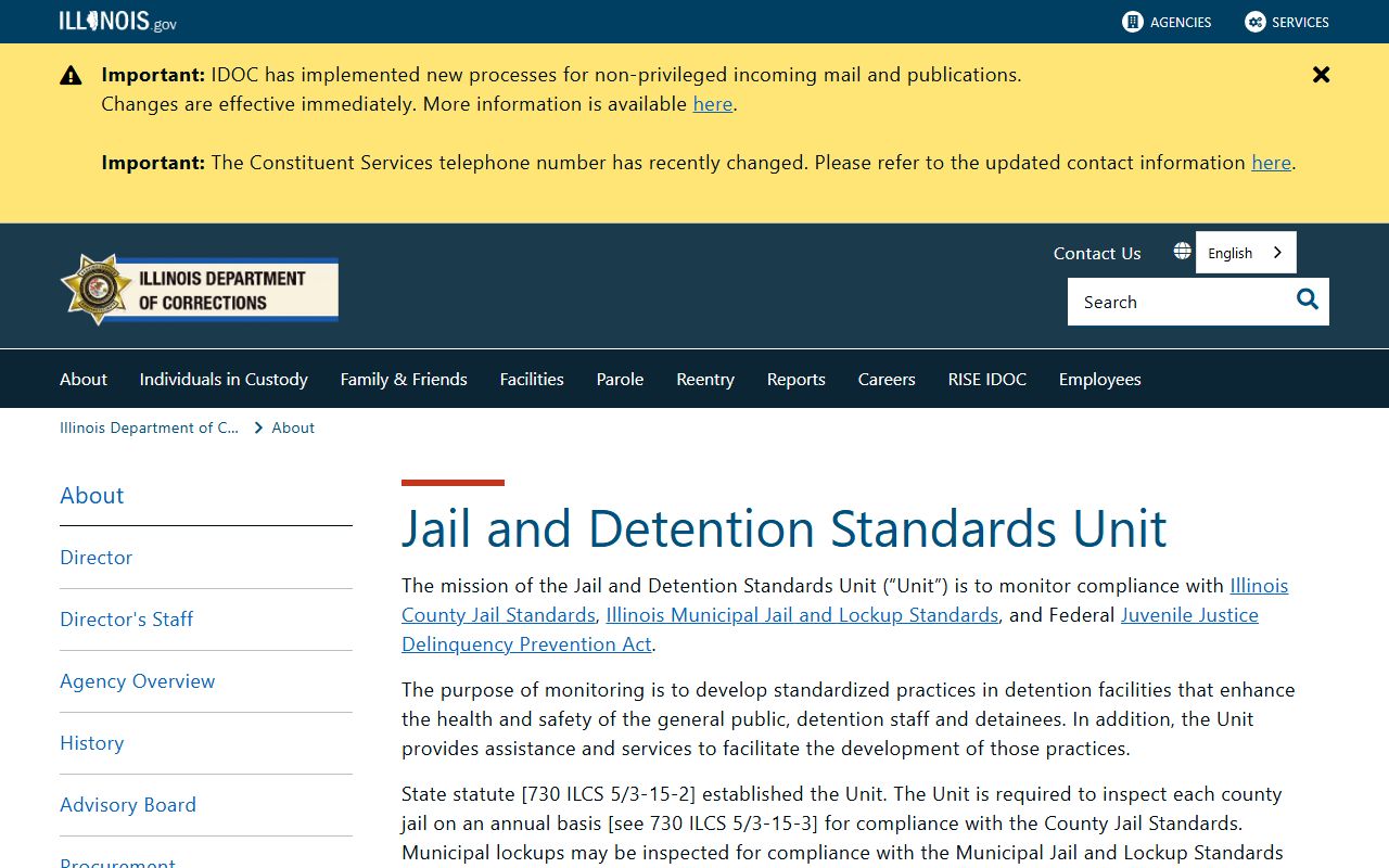 Hardin County inmate population inspection source from IDOC Jail and Detention Standards Unit